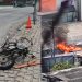 Moto pega fogo e motociclista fica ferido em acidente na Salgado Filho, em Natal